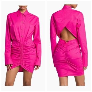 Versace Jeans Couture Stretch Cotton Ruched Mini Shirtdress Size 42 / US 6